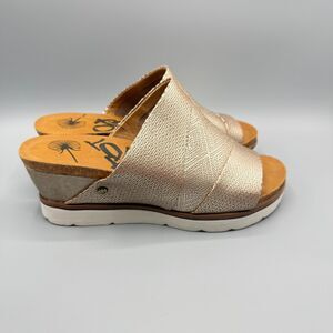 OTBT Earthshine Wedge Sandals Shoes Gold Leather Comfort Woman Size 9.5 M